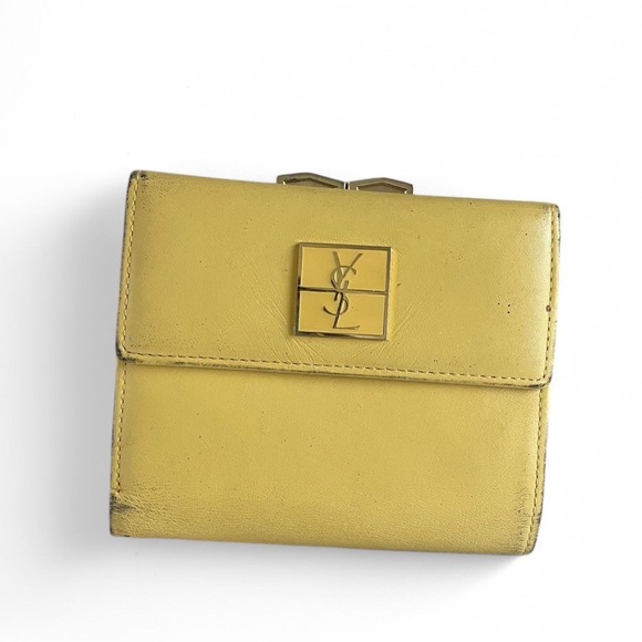 Vintage Yves Saint Laurent Yellow Leather Wallet - Picture 1 of 14